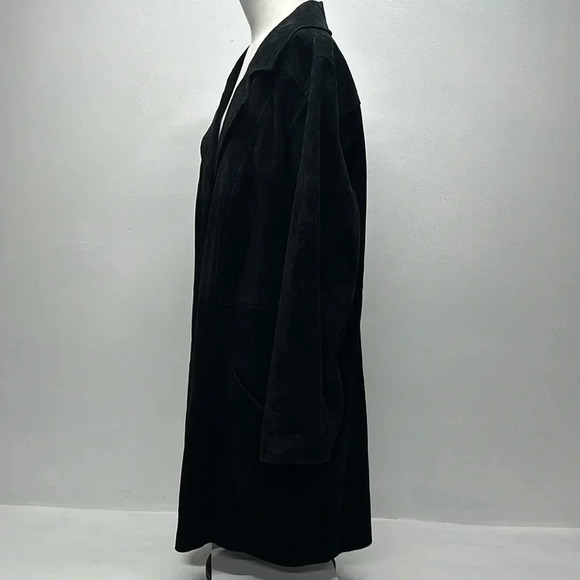 Dennis Basso Coat Heavy Pure Suede Button Down Welted Pocket Black Plus Size 3X - Picture 7 of 10